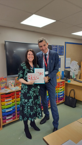 Richard Sheriff presenting RED Award to Kate Woodcock